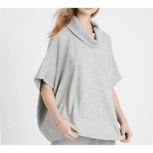 Banana Republic Sweater Poncho Size M/L Gray Cowl Neck Oversized‎ Knit Pullover